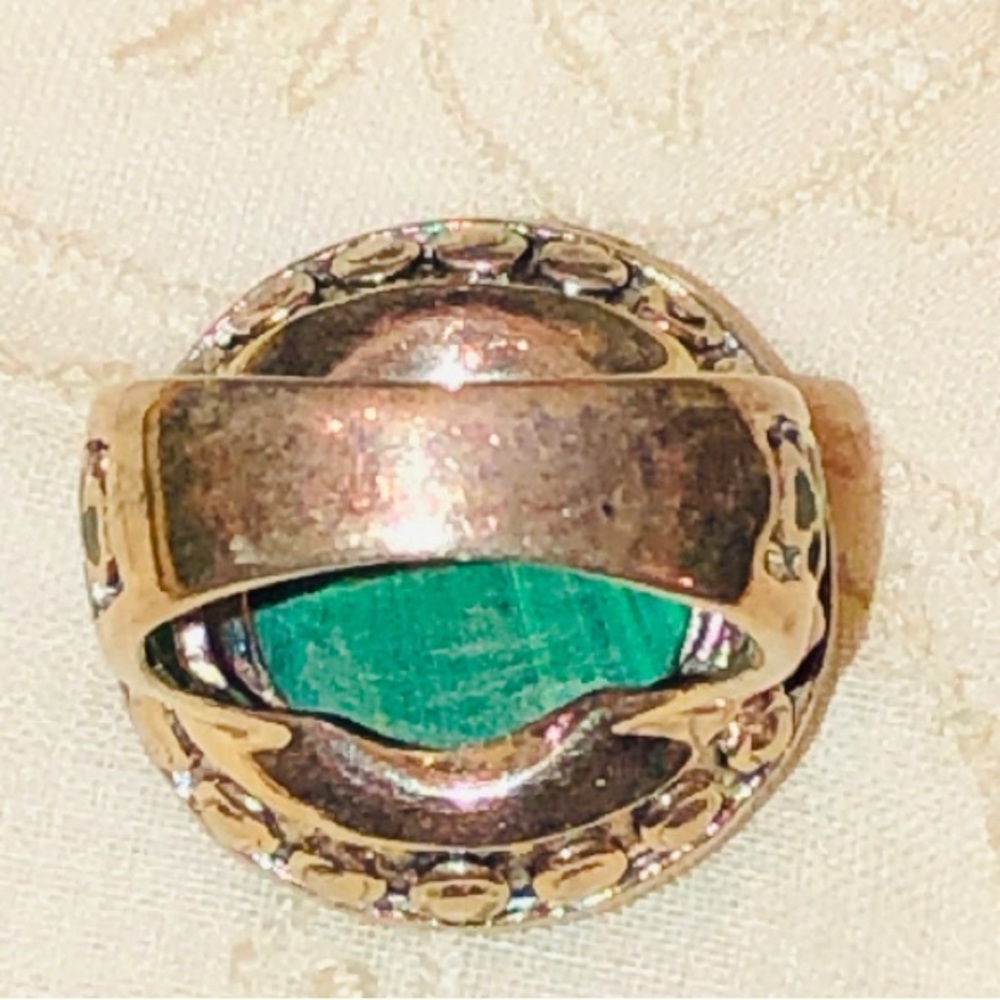 Green And Silver Malachite Statement Ring - image 7